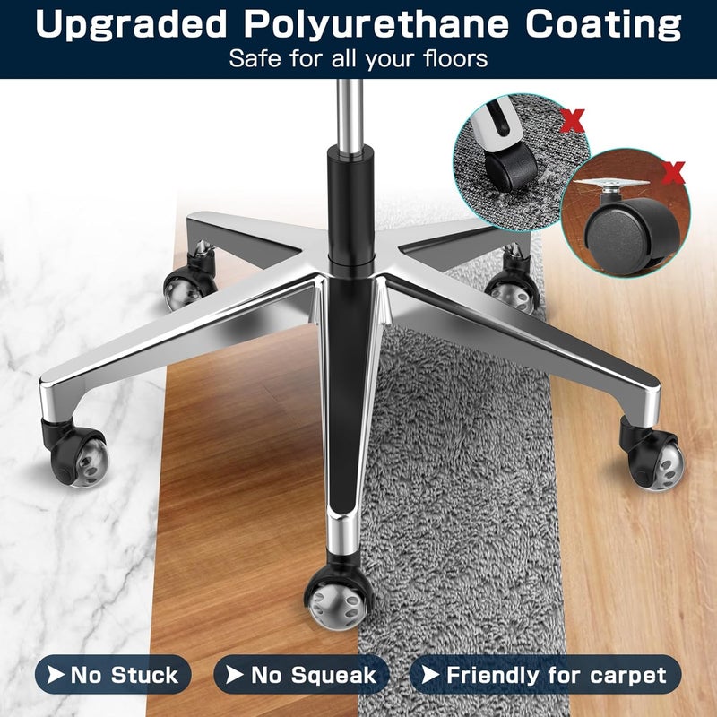 Omyoffice Office Chair Replacement Wheel - Quiet & Smooth Gliding - 2 Inch Heavy Duty Rolling Chair Casters Supports 2000 Lbs,Desk Chair Wheels Universal Fit,Safe For All Floor Or Carpet Set Of 5 (Premium Gray) - Image 3